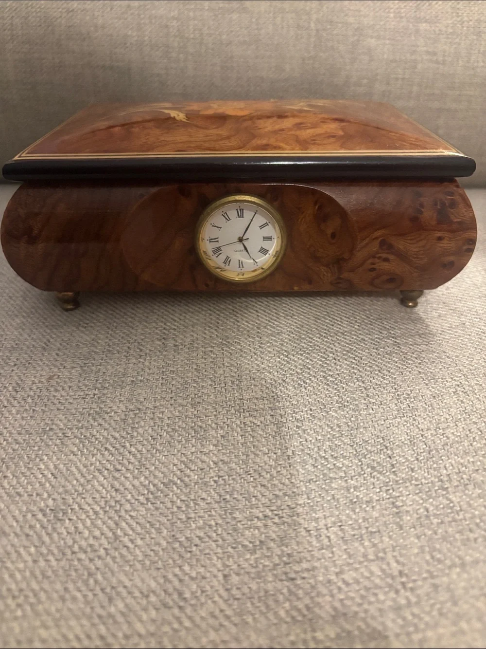 San Francisco Music Box Classic Burl Wood Gold Trim